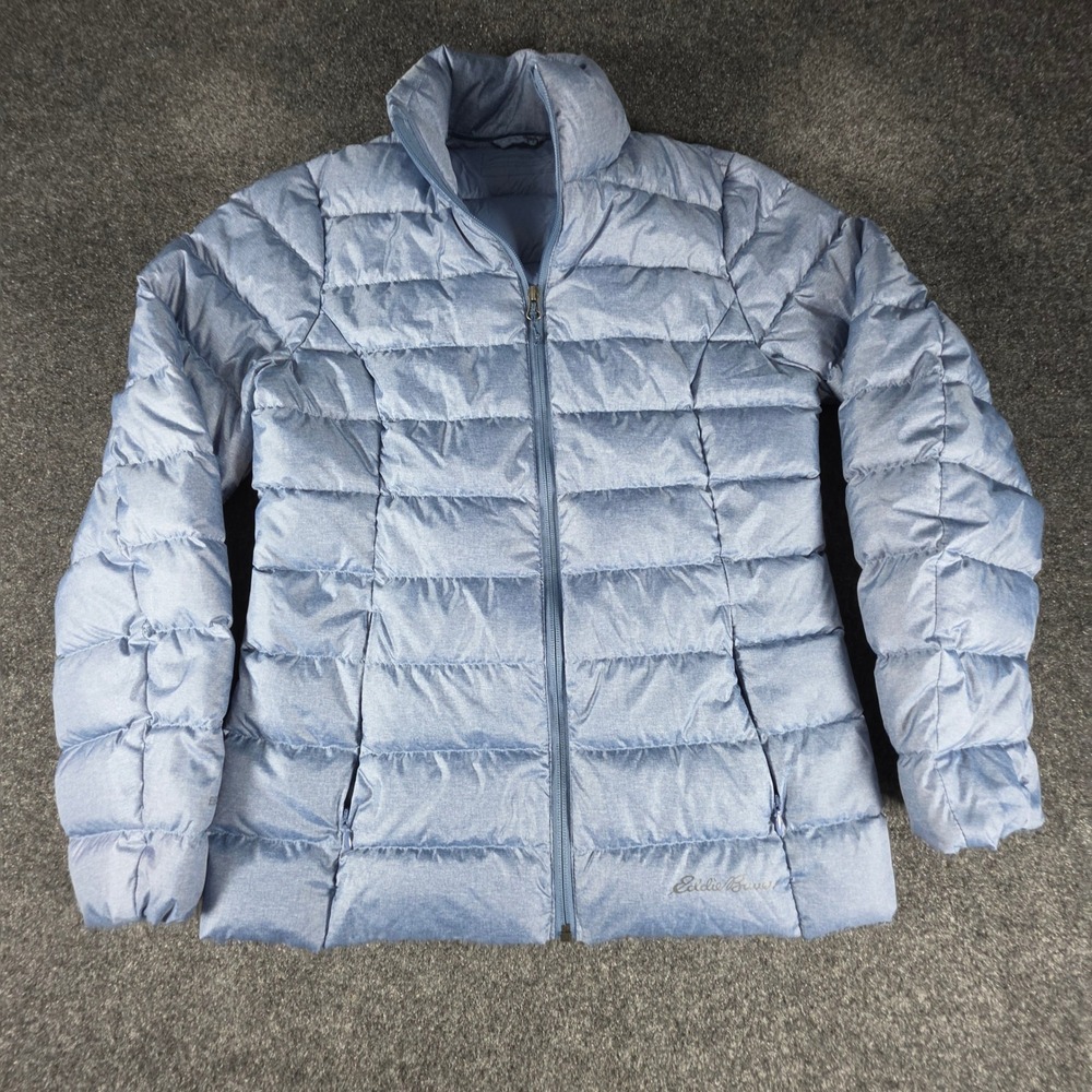 Eddie Bauer Down Insulated Puffer Jacket Women S Blue Full Zip Quilted D3956099
